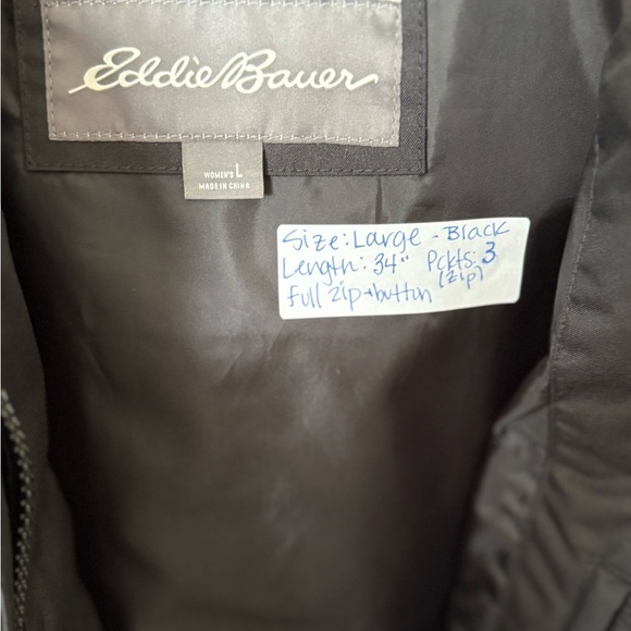 Women's Eddie Bauer Black Weatheredge Coat, Size Large - Picture 2 of 13
